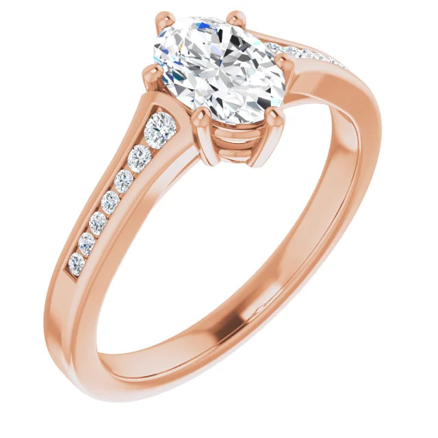 Oval Diamond Accented Engagement Ring