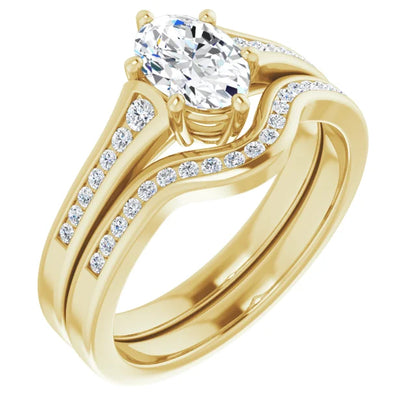 Oval Diamond Accented Engagement Ring