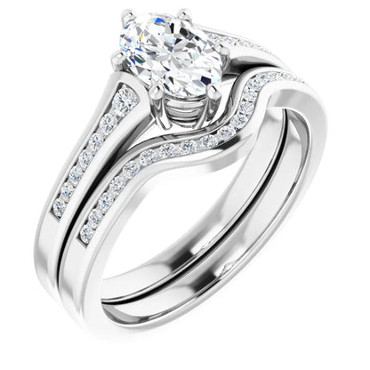 Oval Diamond Accented Engagement Ring