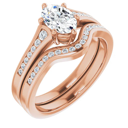 Oval Diamond Accented Engagement Ring