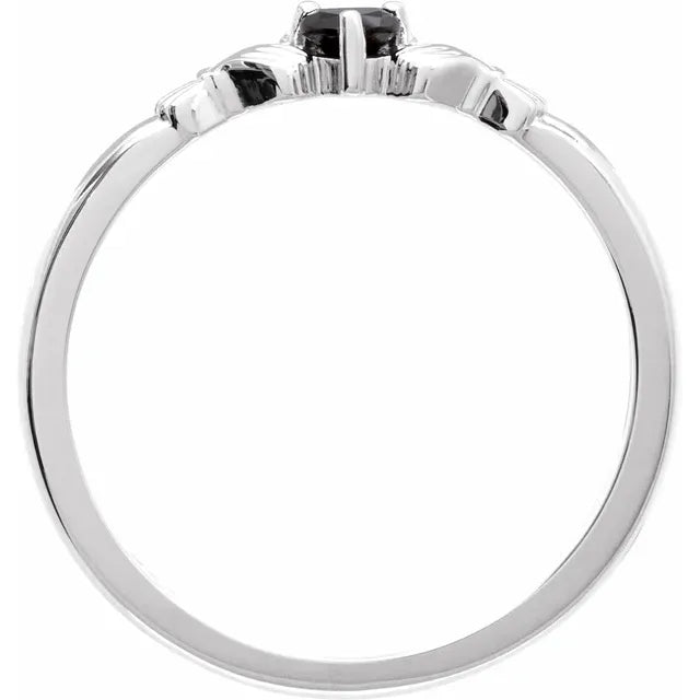 Sterling Silver Onyx Claddagh Ring