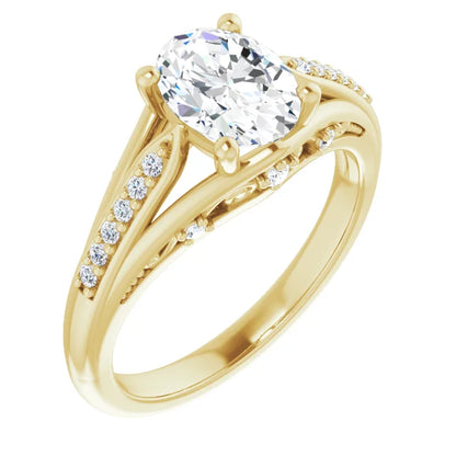 Oval Diamond Accented Engagement Ring