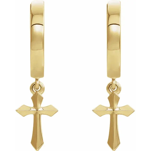 Gold Cross Drop Earrings