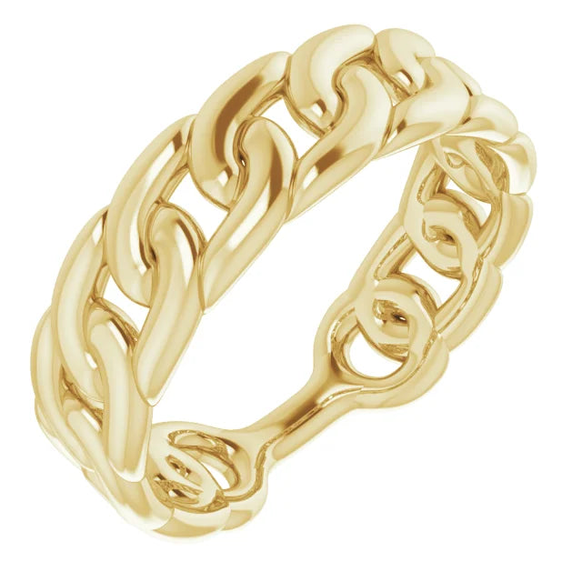 14K Gold Stackable Chain Link Ring