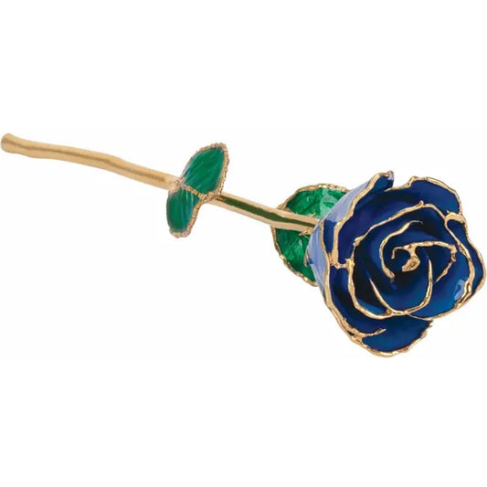Blue Sapphire Rose with 24K Gold Trim