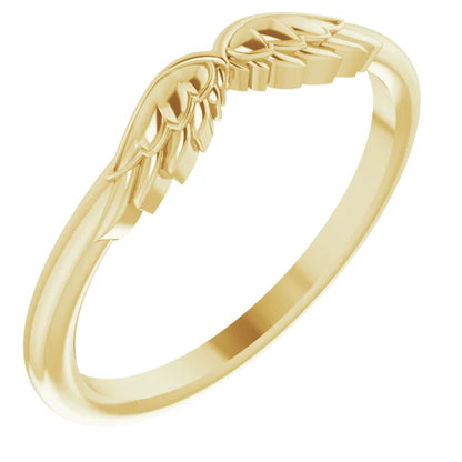 14K Gold Stackable Angel Wings Ring
