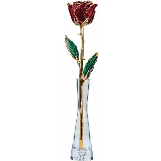 Red Rose with 24K Gold Trim