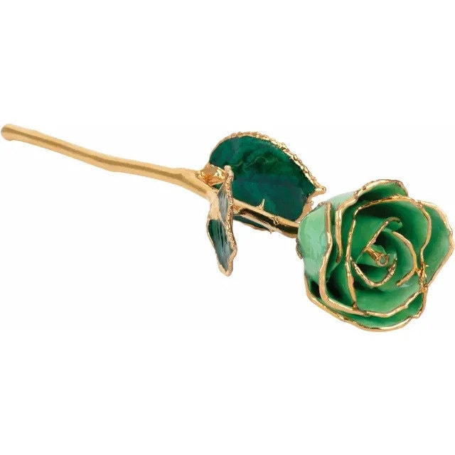 Green Rose with 24K Gold Trim